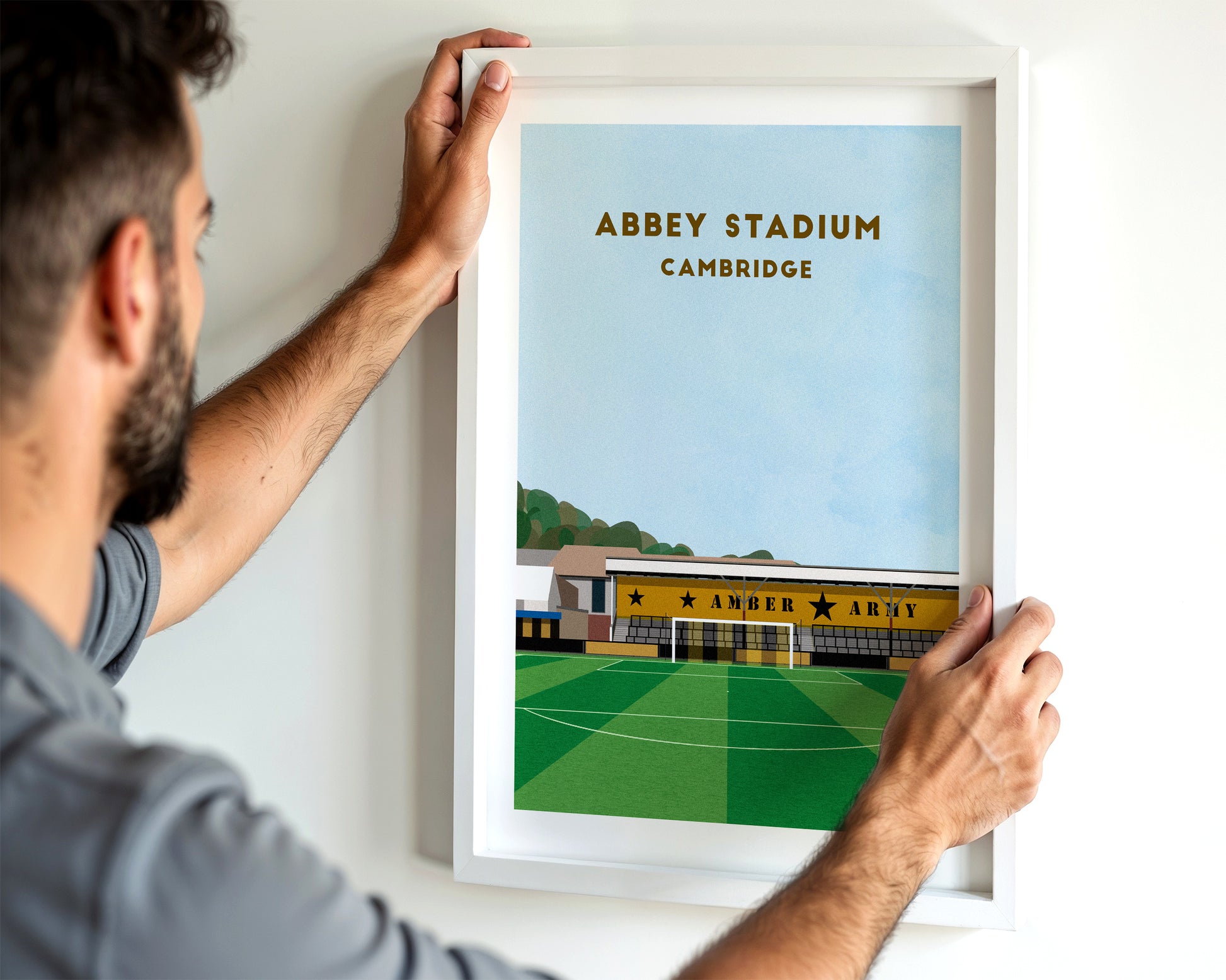 Cambridge United Abbey Stadium Print – Illustrated Football Art Poster Turf Football Art