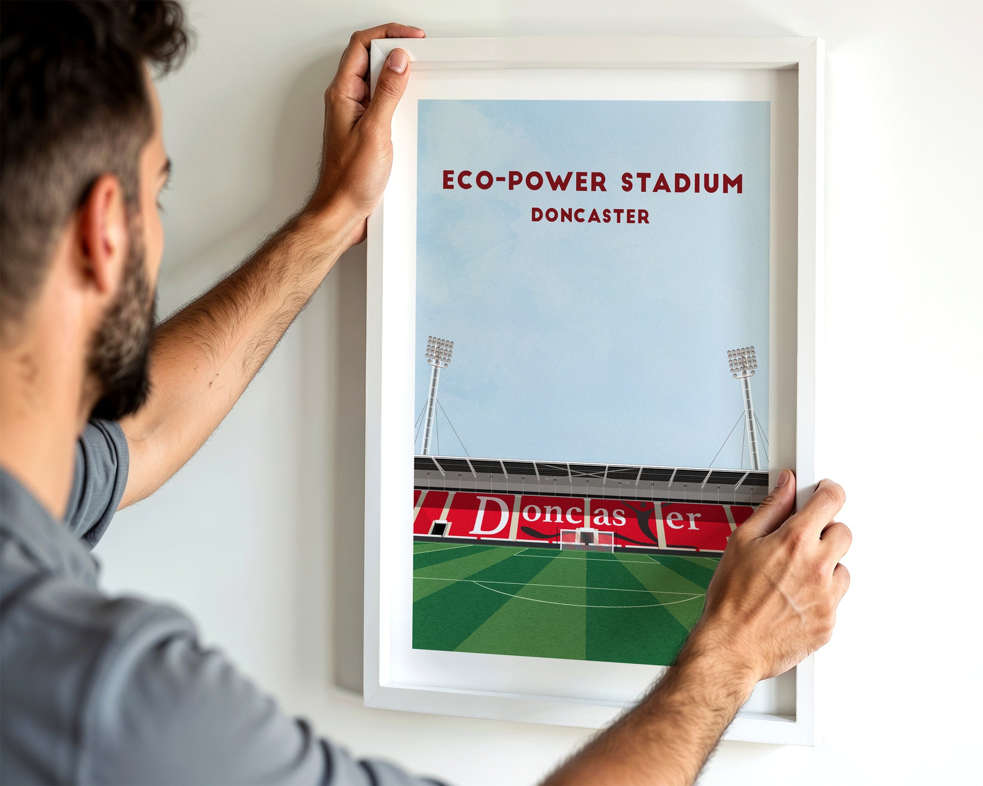 Doncaster Rovers Eco-Power Stadium Print - Illustrated Football Art Poster Turf Football Art
