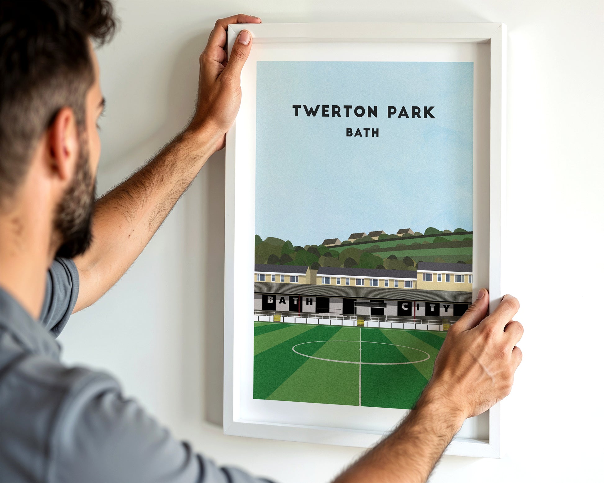 Bath City Twerton Park Print – Illustrated Football Art Poster Turf Football Art