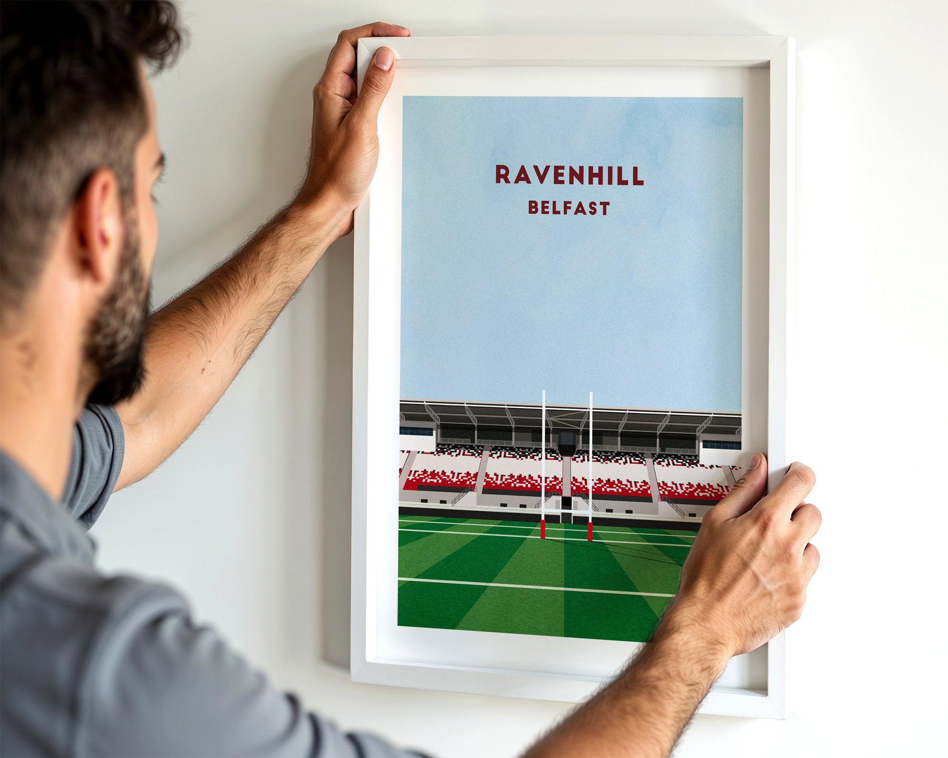 Ulster Rugby Ravenhill Stadium Print – Illustrated Rugby Art Poster Turf Football Art