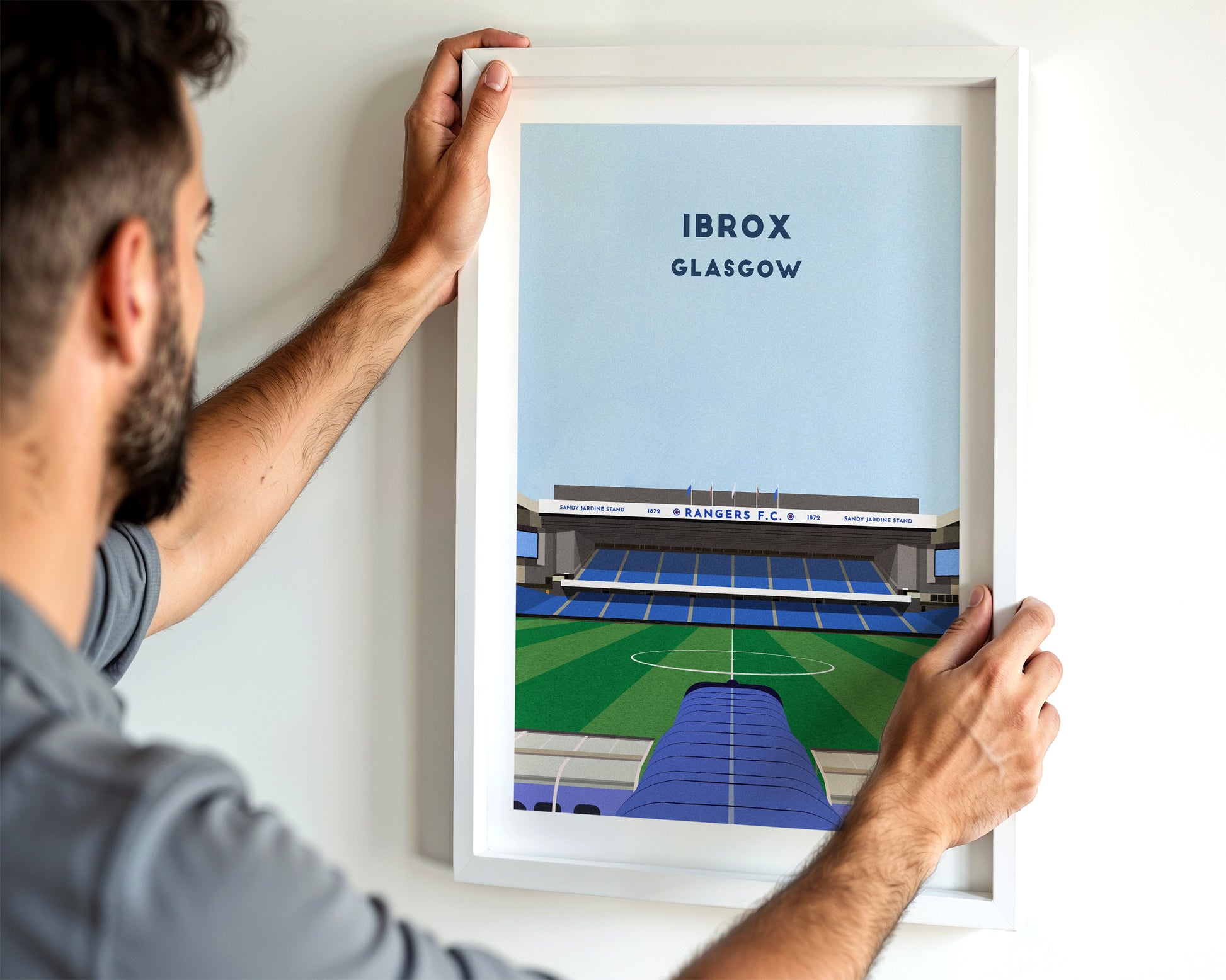 Rangers Ibrox Print – Illustrated Football Art Poster Turf Football Art