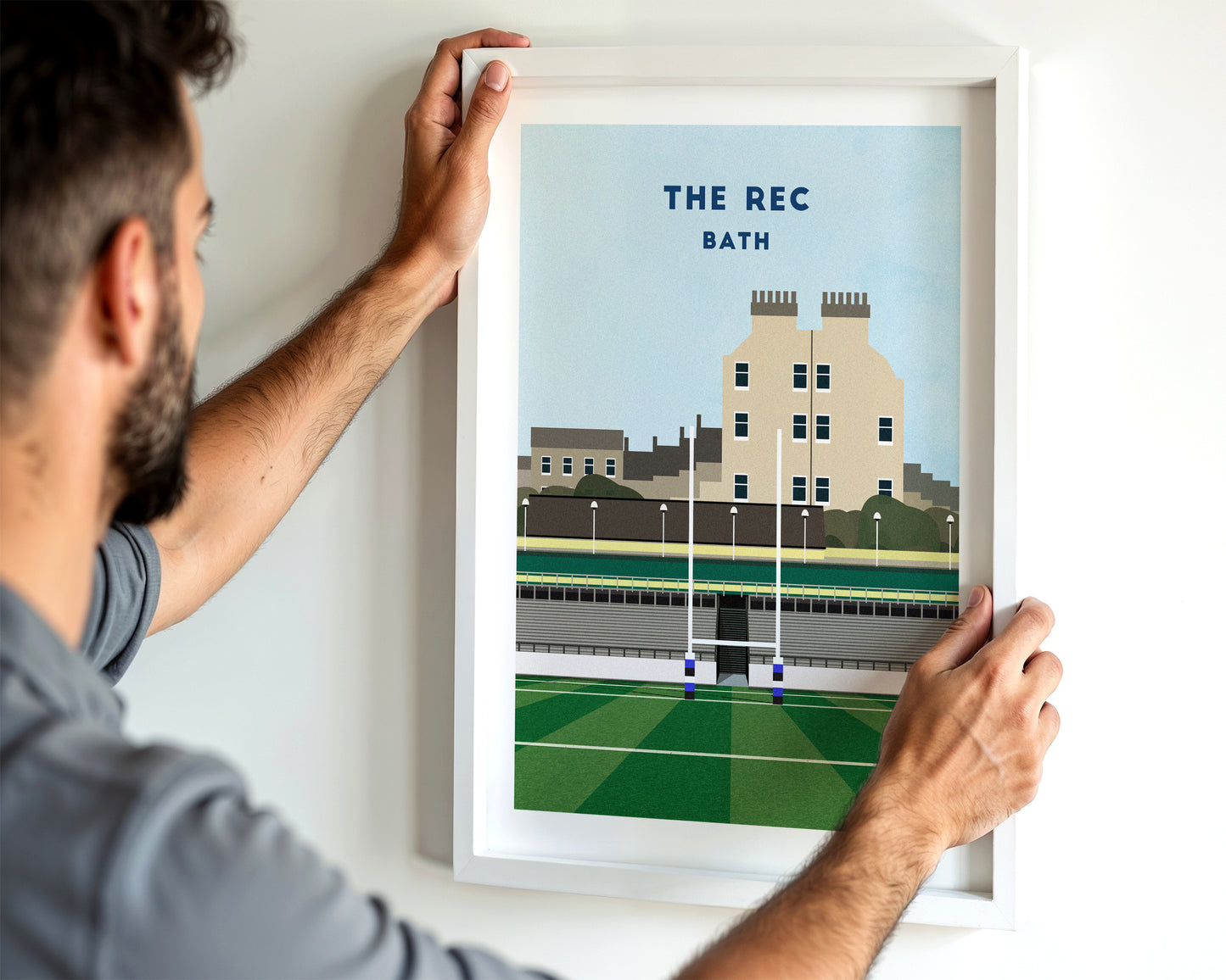 Bath Rugby The Rec Print – Illustrated Rugby Union Art Poster Turf Football Art