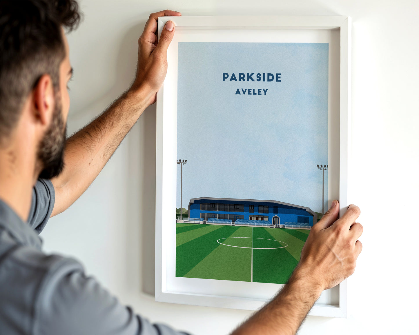 Aveley FC Parkside Stadium Print – Illustrated Football Art Poster Turf Football Art