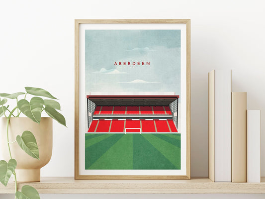 Aberdeen FC Pittodrie Stadium Football Print, Unique 40th Birthday Gift for Him or Her - Turf Football Art