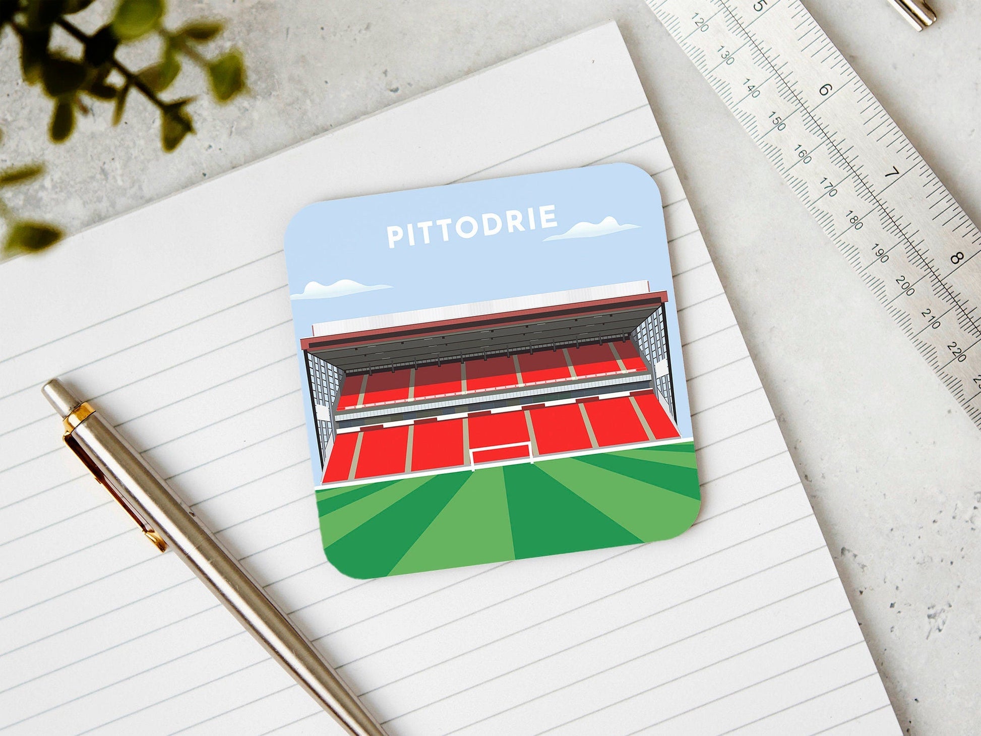 Aberdeen Football Coaster Gift, Pittodrie Stadium Artwork, 18th Birthday Gift Idea for Him Her - Turf Football Art