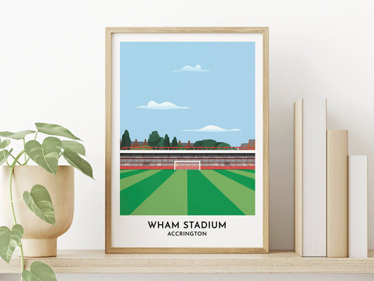 Accrington Stanley Contemporary Football Stadium Poster, Wham Stadium/The Crown Ground Framed or Unframed Modern Art Print - Turf Football Art