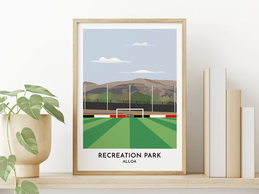 Alloa fc - Recreation Park - Indodrill Stadium - Scotland Poster - Custom Art - Gift for Him - Gift for Her - Turf Football Art