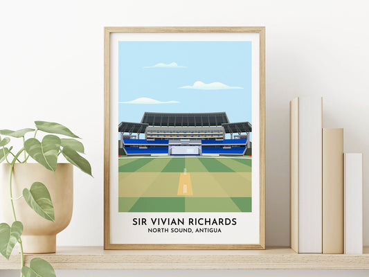 Antigua & Barbuda Cricket Gift - Sir Vivian Richards Stadium Art - West Indies Cricket Print - Cricket Gifts - Leaving Gift - Gift for Him - Turf Football Art