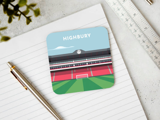 Arsenal Gifts Coaster - Highbury Stadium Drinks Coaster - Gift for Bar Pub - Last Minute Gifts - Turf Football Art
