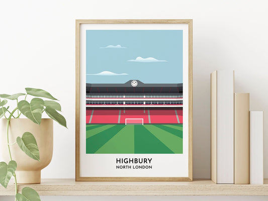 Arsenal Print - Highbury - Arsenal Gifts - Gift for Him - Gift for Her - 60th Birthday Gift for Men - Turf Football Art