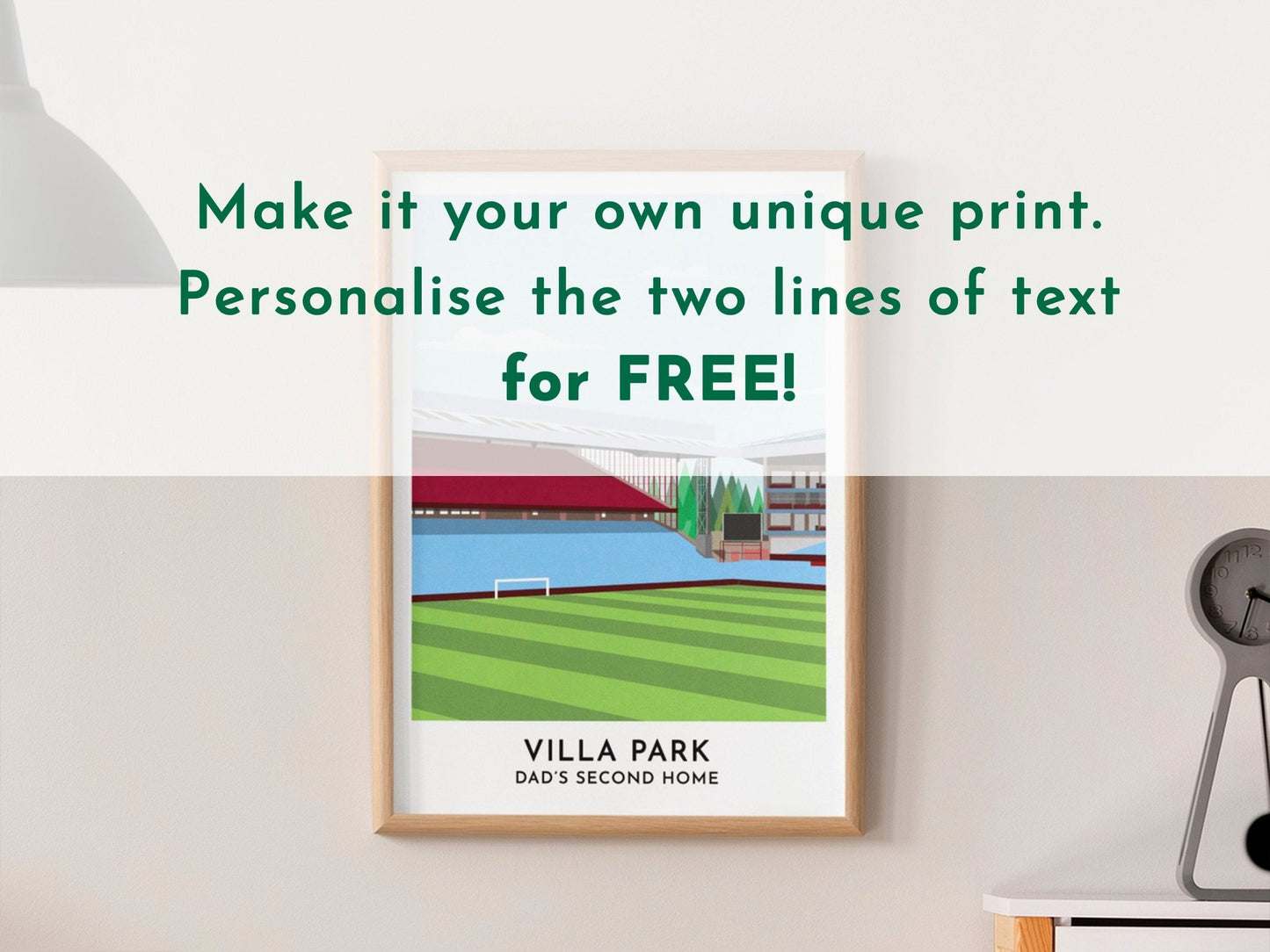Aston V - Villa Park - Birmingham Art - Villa Park Print - Wall Art - Dad Gift - Retirement Gift - Football - Turf Football Art