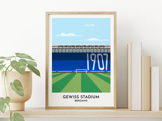 Atalanta - Soccer Poster - Gewiss Stadium - Stadio di Bergamo - 30th birthday gift for him - Gift for Men - Turf Football Art