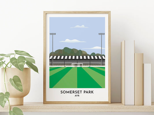 Ayr United - Somerset Park - Ayr Football Print - Scotland Football Poster - Gift for Him - Groomsmen Gifts - Turf Football Art