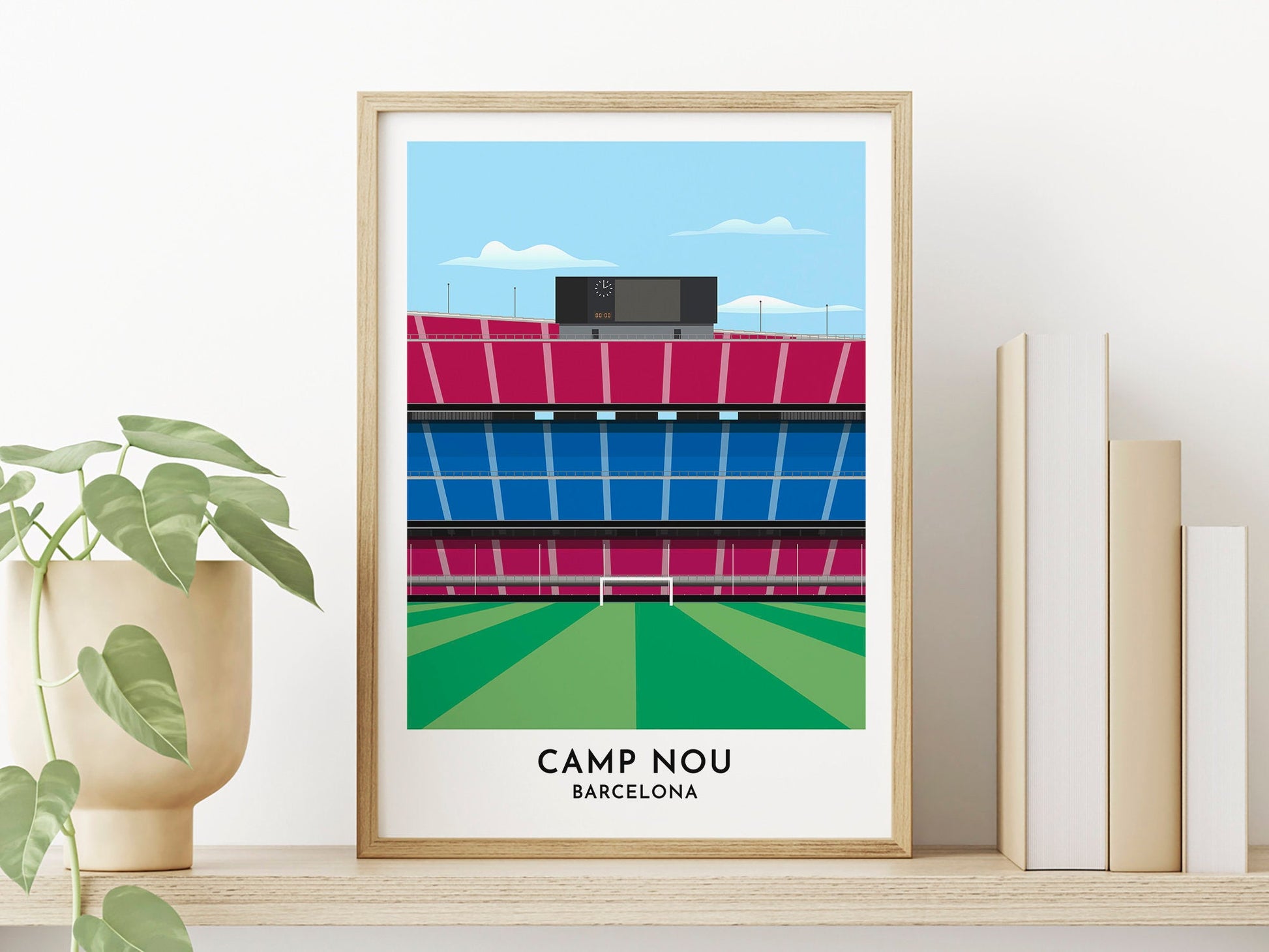 Barcelona Poster - Camp Nou - Nou Camp - Soccer Poster - Gift for Men - Travel Gift - Turf Football Art