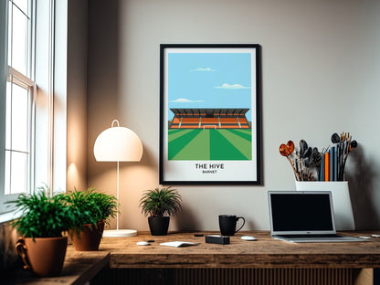 Barnet fc - The Hive Stadium - Barnet Poster - 60th Birthday Gift for Men - Gifts for Men - Groomsmen Gift - Turf Football Art