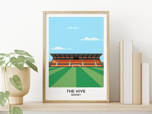 Barnet fc - The Hive Stadium - Barnet Poster - 60th Birthday Gift for Men - Gifts for Men - Groomsmen Gift - Turf Football Art