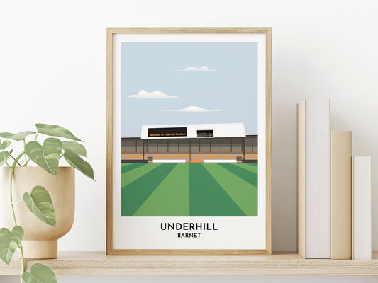 Barnet fc - Underhill - Barnet Print - 50th Birthday Gift for Men - Football Present - Illustration Print - Turf Football Art