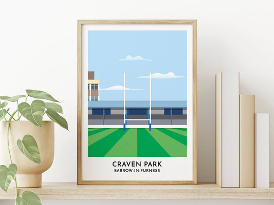 Barrow Rugby Gift - Craven Park Stadium Print - Art Print - Barrow in Furness Artwork - Lancashire Poster - Gift for Father - Turf Football Art