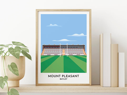 Batley Bulldogs Print Gift - Mount Pleasant Stadium Art Poster - Fox's Biscuits Illustrated Print - Rugby League fan Present - Turf Football Art