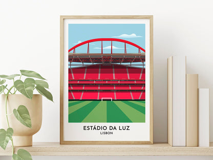 Benfica - Estadio da Luz Print Gift - Lisbon Illustrated Artwork - Roommate Gift - Gift for Men - Turf Football Art