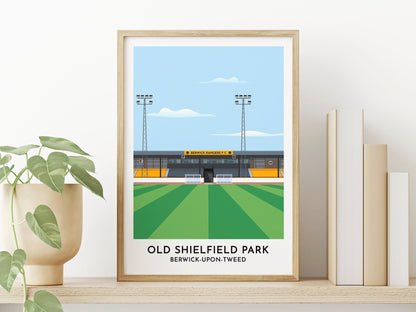 Berwick Rangers fc Art Print - Shielfield Park Poster Gift - Berwick Upon Tweed Art Print - Gift for Him Her - Minimal Contemporary Wall Art - Turf Football Art