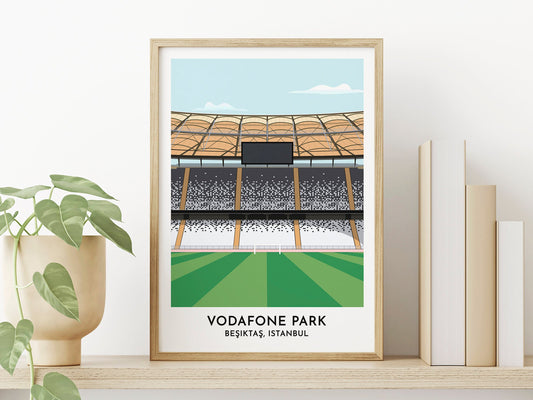 Besiktas Illustrated Print - Vodafone Park Contemporary Poster - Istanbul Travel Print - Personalised Art Print - Turf Football Art