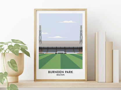 Bolton fc - Burnden Park Art Print Gift - Retro Football Present - Minimalist Illustration Travel Poster - Footy Grounds - Turf Football Art