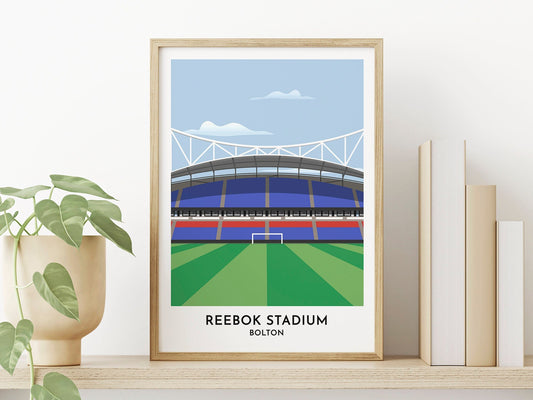 Bolton fc Print Gift - Reebok Stadium Contemporary Illustration Poster - Minimalist Wall Decor - Gift for Dad - Gift for Mum - Turf Football Art