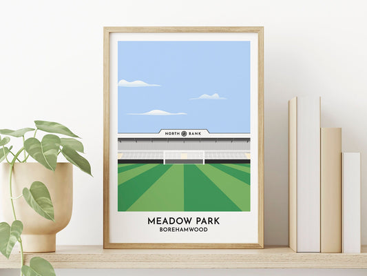 Boreham Wood fc Print Gift - Meadow Park Minimalist Art Poster - Football Ground - Contemporary Illustration - Arsenal Women - Gift for Her - Turf Football Art