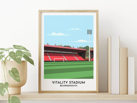 Bournemouth - Vitality Stadium Print - Dean Court Poster - Gift for Her - Gift for Him - Football Poster - Turf Football Art