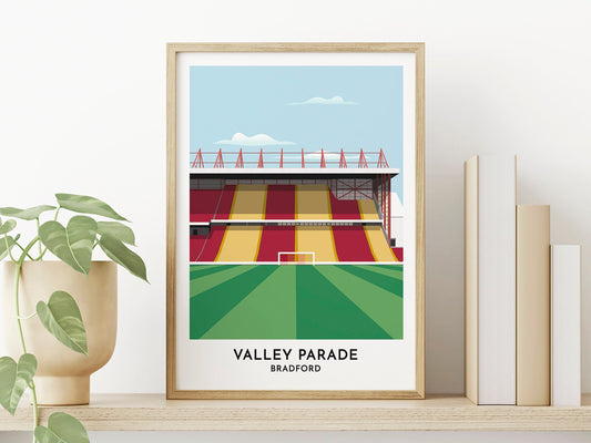 Bradford City - Valley Parade Print - Yorkshire Artwork - 40th Birthday Gift for Man - Gift for Dad - Turf Football Art