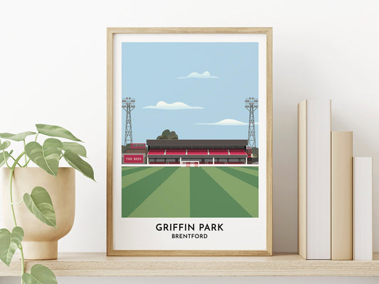 Brentford - Griffin Park Print - West London Artwork - Gift for Him - Gift for Her - Minimalist Wall Art - Turf Football Art