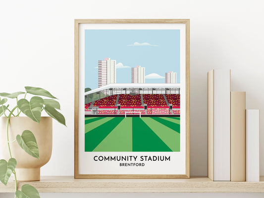 Brentford Print - Community Stadium Poster - G Tech Stadium - Gift for Him - Gift for Her - Minimalist Wall Art - Turf Football Art