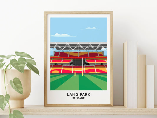 Brisbane Broncos - Lang Park - Rugby Gifts - Contemporary Print - Gift for Men - Poster - Rugby Stadium - Bespoke Gift - Rugby Fan Present - Turf Football Art