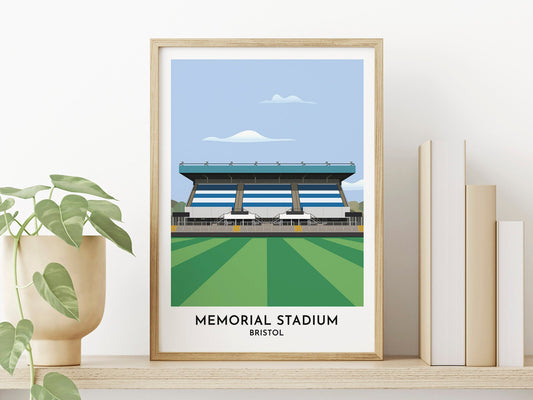 Bristol Rovers Print - Memorial Stadium Design - Illustrated Print - Football Art Fan Present - Bristol Friend Gift - Football Print - Turf Football Art