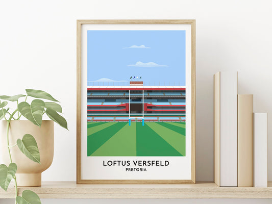 Bulls Rugby - Loftus Versfeld Stadium Illustration - Pretoria Print - South Africa Rugby Gift - Gift for Son - Turf Football Art
