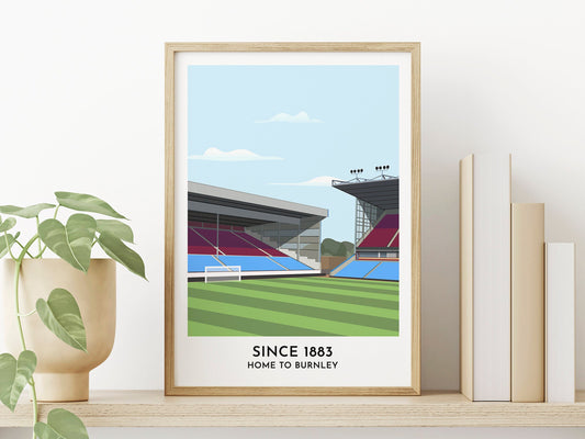 Burnley Football Gift - Turf Stadium Illustrated Print - Football Print Artwork - 50th Birthday Gift - Turf Football Art