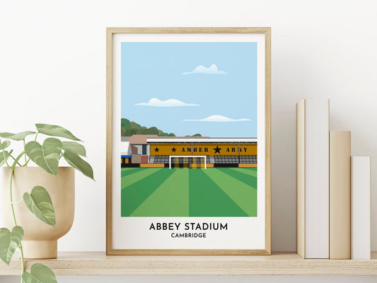 Cambridge United Print - Abbey Stadium Art Poster - Contemporary Football Illustration - Gift for Dad - Gift for Footy Fan - Turf Football Art