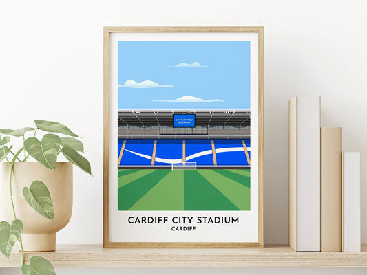 Cardiff City Football Gift - Cardiff City Stadium Illustrated Print - Football Stadium Art - Gifts for Him Her - Turf Football Art