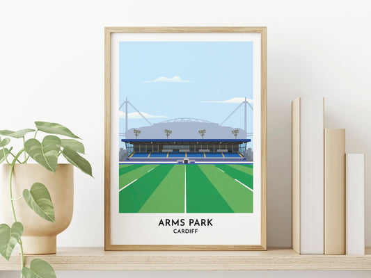 Cardiff Rugby Gift - Arms Park Poster - Blues Stadium Print - Caerdydd - Gift for Men - Usher Gifts - Turf Football Art