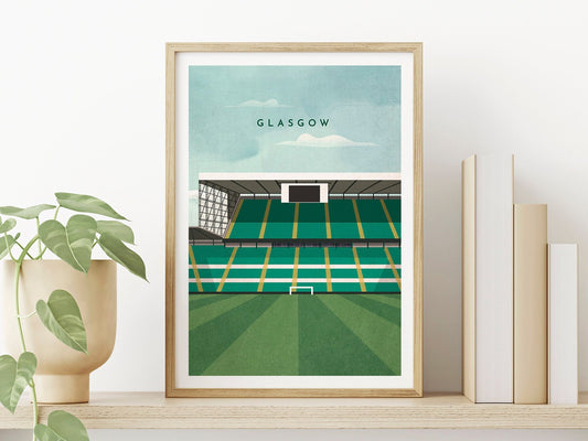 Celtic Park Art Poster - Parkhead Stadium Poster - Paradise - Glasgow Art Gift - Football Print - Gift for Him - Turf Football Art