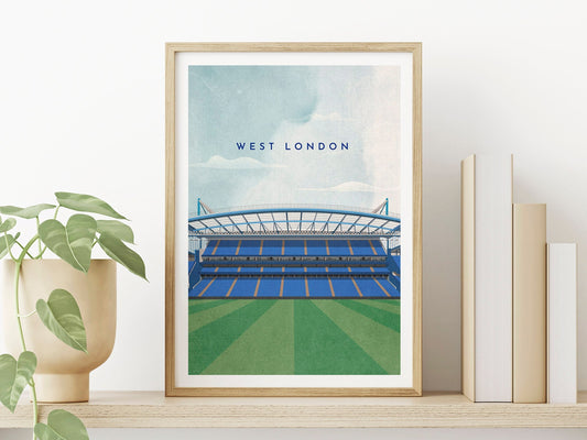 Chelsea Print Gift - The Bridge Poster - West London - Travel Art London - Gift for Him - Retro Poster - Turf Football Art