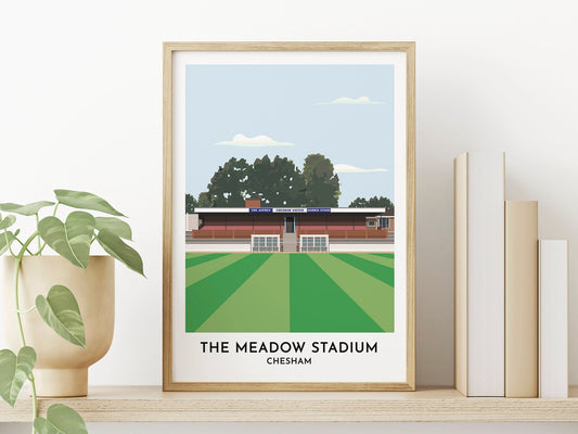 Chesham United Football Art - The Meadow Stadium Illustration Print - Football Poster - Gift for Him - Teacher Gifts - Turf Football Art