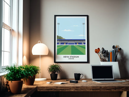 Chester Football Art - Deva Stadium Illustration Print - Football Poster - Gift for Him - Turf Football Art