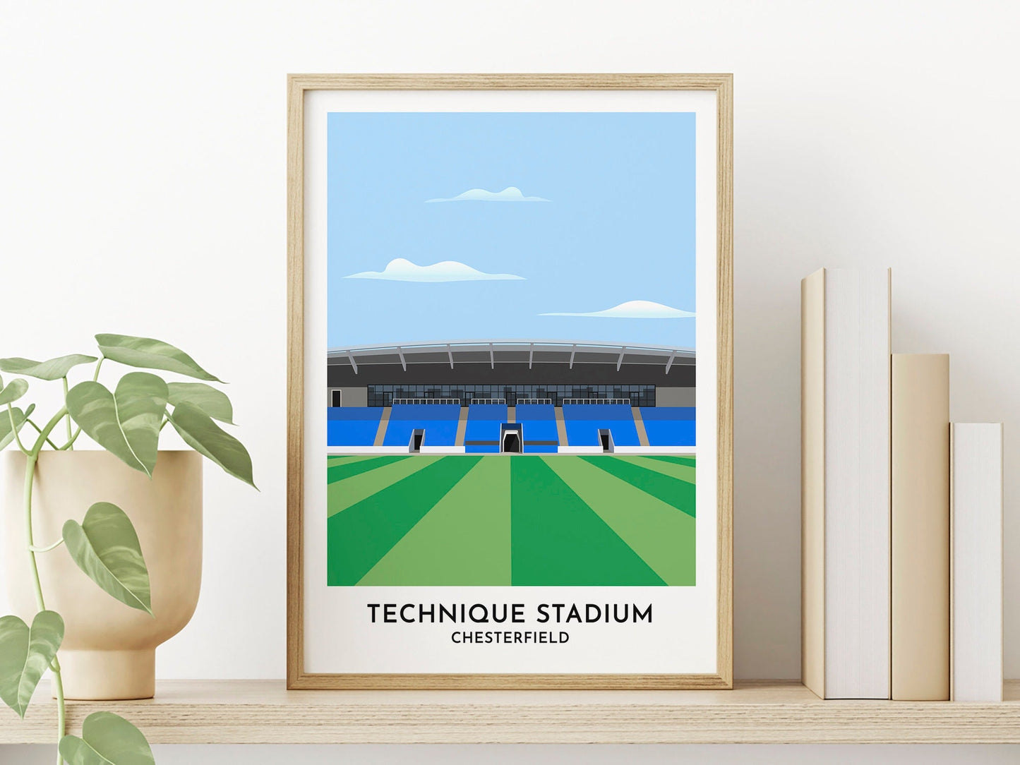 Chesterfield Football - Technique Stadium Graphic Illustrated Print - Gift for Grandad - 21st Birthday Gift - Gifts for Him - Turf Football Art