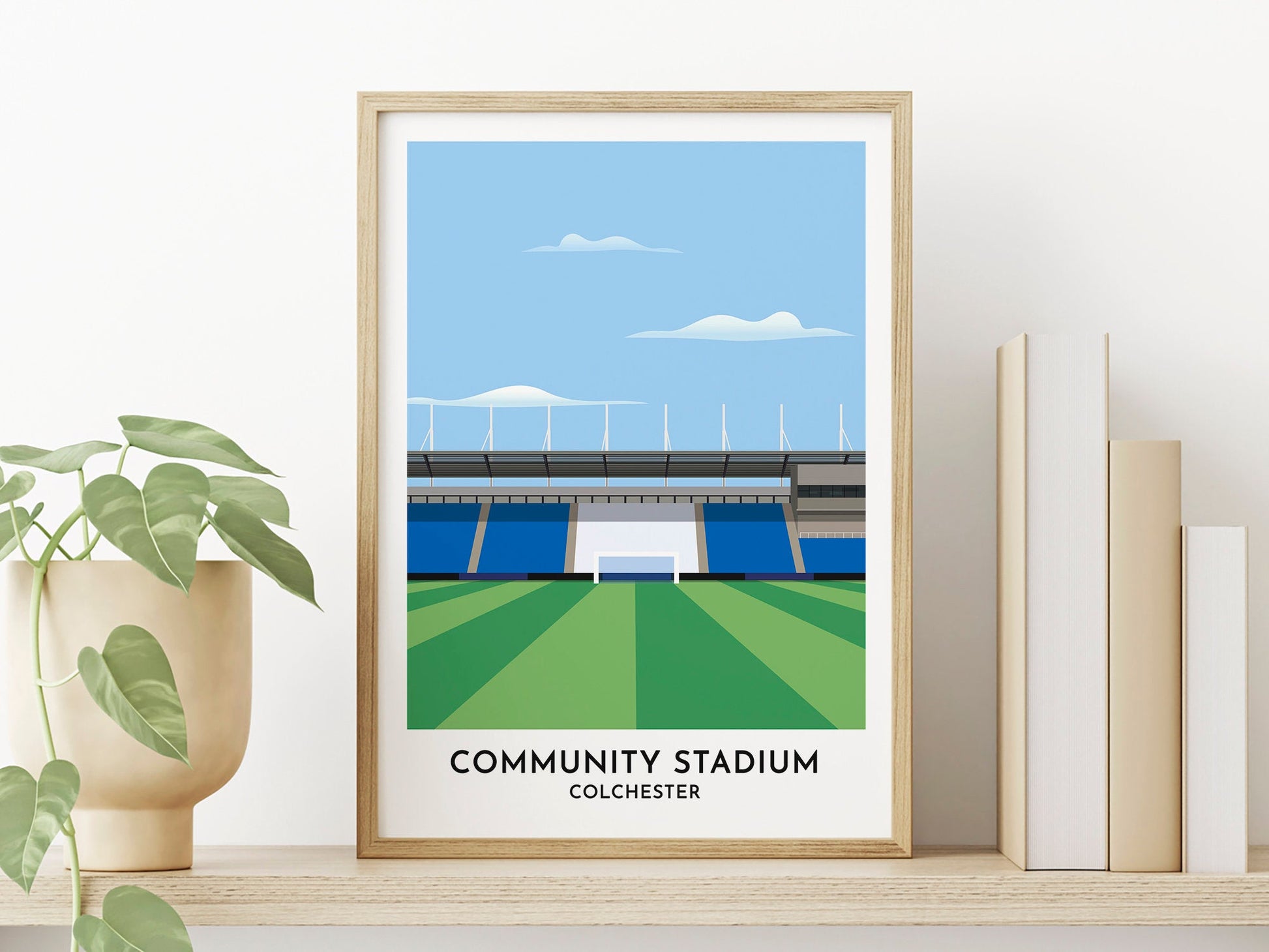 Colchester United Football - Community Stadium Illustration - Football Fan Gift - Presents for Him - 40th Birthday Gifts - Turf Football Art