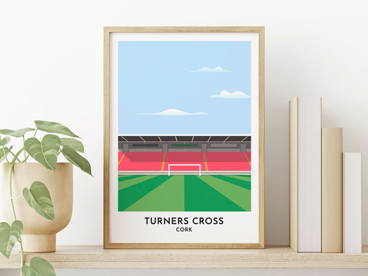Cork City Football Print Gift - Turners Cross Stadium Art Poster - Modern Decor Illustrated Print - Gifts for Him - Turf Football Art