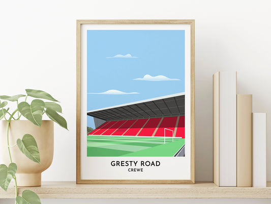 Crewe Alexandra Football Stadium Wall Art, Gresty Road Mornflake Stadium Sports Poster, Thoughtful Gifts for Him - Turf Football Art
