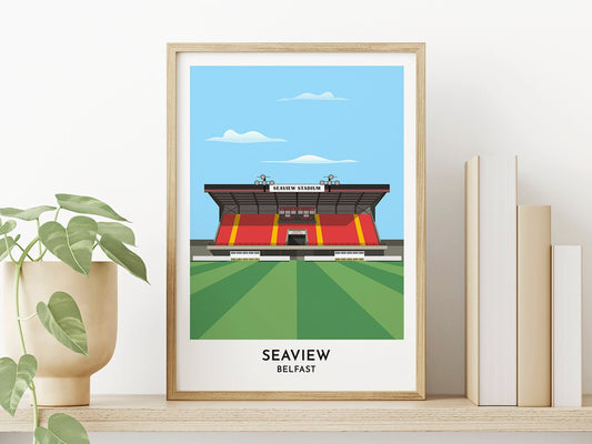 Crusaders fc - Seaview Stadium Art Print Gift - Belfast Poster - Gift for Men Women - 50th Birthday Present - Budget Gift Idea - Turf Football Art