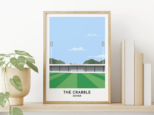 Dover Athletic Football Stadium Art Print, The Crabble Football Ground, Kent England Illustration, Present for Fans - Turf Football Art